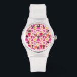 Whimsical Doodle Hearts with Patterns and Texture Watch<br><div class="desc">This pretty, whimsical pattern has interlocking hearts done in a doodle style. They're made in shades of purple, pink, orange and yellow on an off-white background. Some hearts have polka dots, others plaid or stripes. They all seem to float around each other and interlock on this sweet, fun design that...</div>
