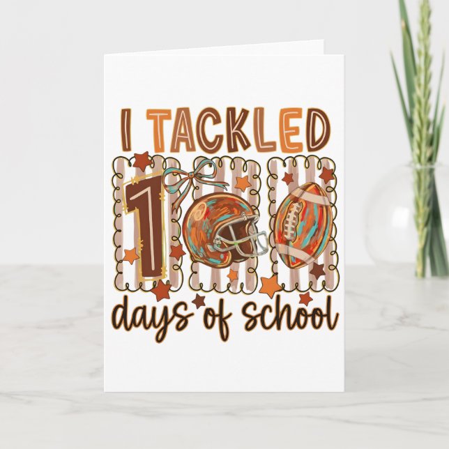 Whimsical Doodle I Tackled 100 Days School  Card (Front)