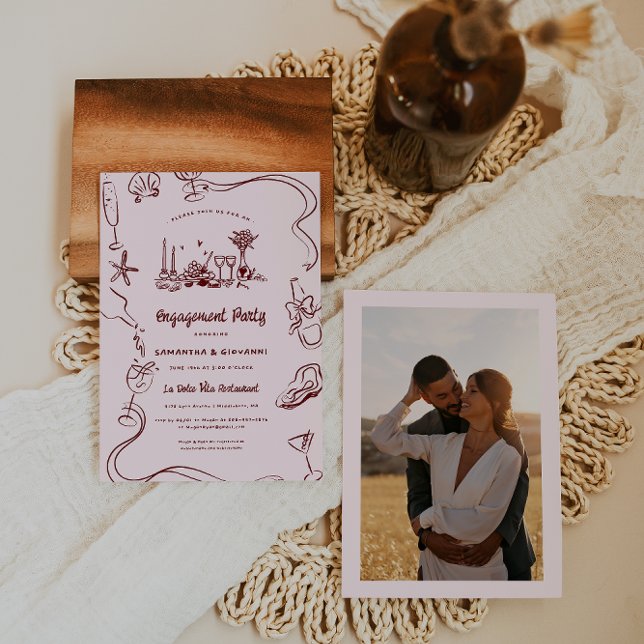 Whimsical Doodle | Italian Engagement Party Invitation (Creator Uploaded)