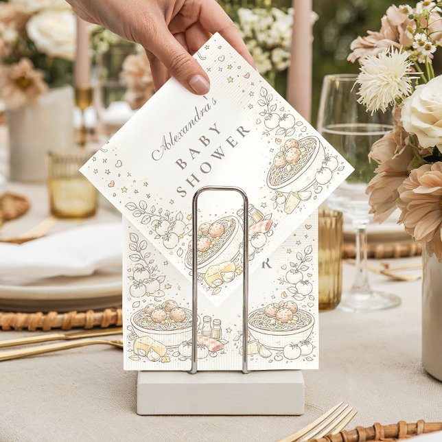 Whimsical Doodle Little Meatball Baby Shower Napkin (Creator Uploaded)