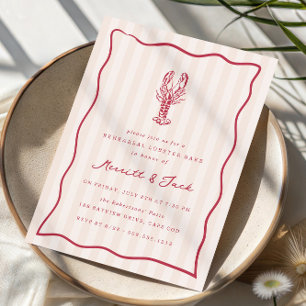 Whimsical Doodle Lobster Bake Rehearsal Dinner Invitation