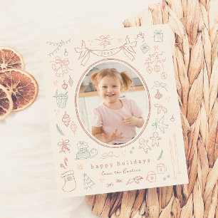 Whimsical Doodle Modern Christmas Photo Budget