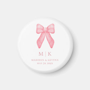 Whimsical Doodle Pink Bow   Wedding  Magnet