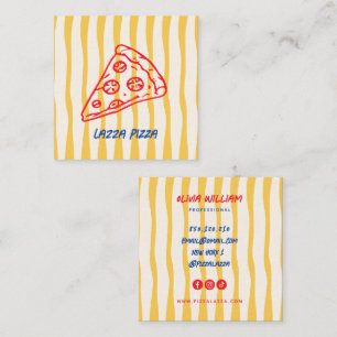Whimsical doodle pizza business card