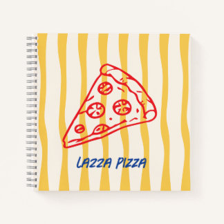 Whimsical doodle pizza business card notebook
