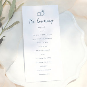 Whimsical Doodle Retro Light Blue Wedding Program