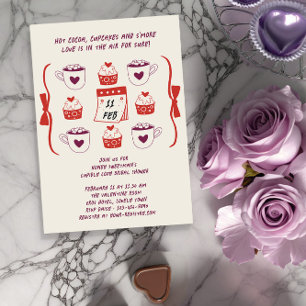 Whimsical Doodle Sketch Cupcakes and Cocoa Invitation