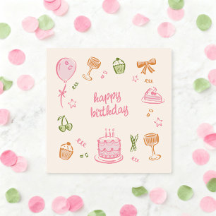 Whimsical Doodle Sketches Happy Birthday Card