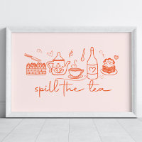 Whimsical Doodle Spill the Tea, Tea Party Kitchen