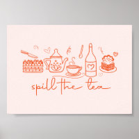 Whimsical Doodle Spill the Tea, Tea Party Kitchen