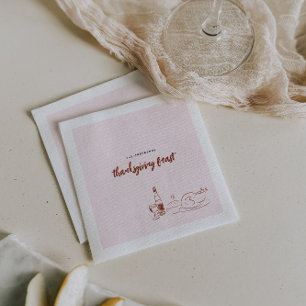 Whimsical Doodle   Thanksgiving Dinner Party Napkin