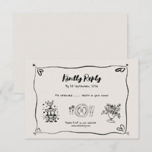 Whimsical Doodle Wedding RSVP Card