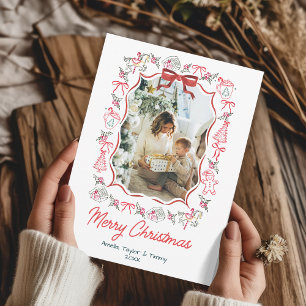 whimsical doodles photo christmas holiday card