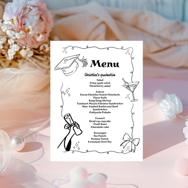 Whimsical Doodles style Hand Drawn Graduation  Pedestal Sign (Creator Uploaded)