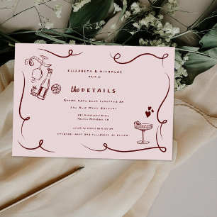 Whimsical Doodles Wedding Guest Details Enclosure Card