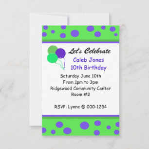 Whimsical Dots and Balloons Birthday Invitation
