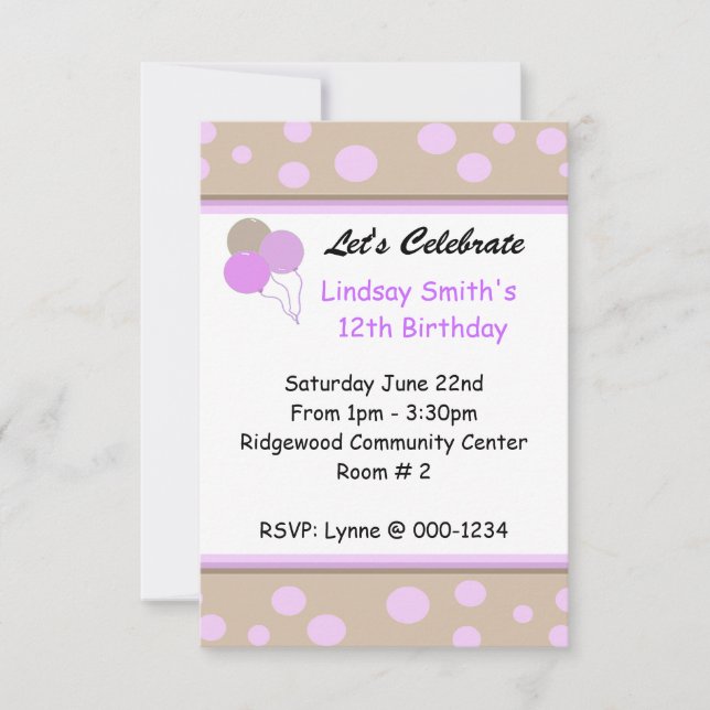 Whimsical Dots Birthday Invitation (Front)