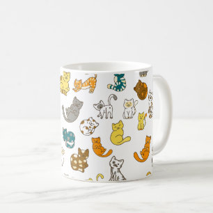 Whimsical Dotted Striped Cats Mug