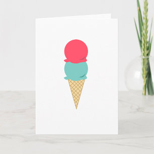 Whimsical Double Scoop Ice Cream Cone Card