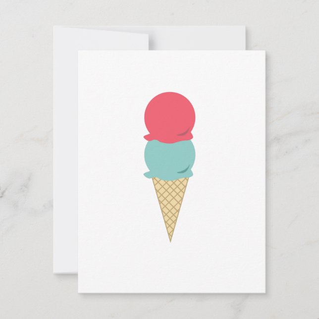 Whimsical Double Scoop Ice Cream Cone Invitation (Front)