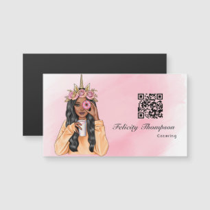 Whimsical Doughnut Unicorn Lady Food Catering QR C