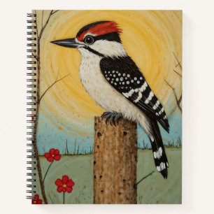 Whimsical Downy Woodpecker Notebook