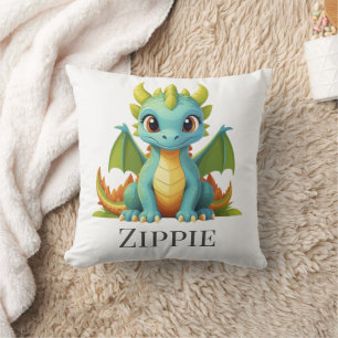 Whimsical Dragon Decor Personalized Throw Pillow