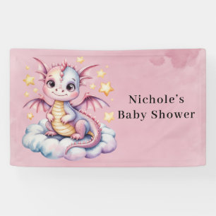 Whimsical Dragon On A Cloud Baby Shower Banner