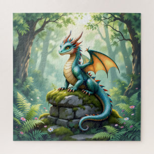 Whimsical Dragon on Ancient Stone Jigsaw Puzzle
