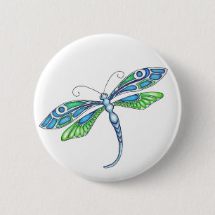 Whimsical Dragonflies 6 Cm Round Badge