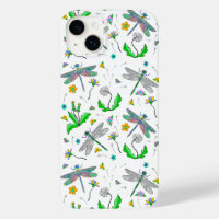 Whimsical Dragonflies and Dandelions Hand Drawn