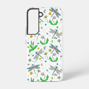 Whimsical Dragonflies and Dandelions Hand Drawn   Samsung Galaxy Case