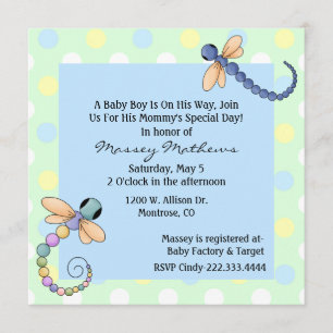 Whimsical Dragonflies Baby Boy Shower Invitation
