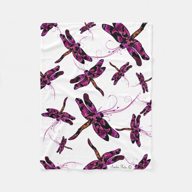 Whimsical Dragonflies Fleece Blanket (Front)