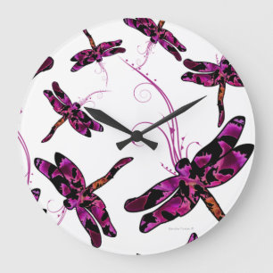 Whimsical Dragonflies Large Clock