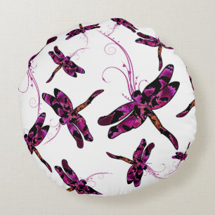 Whimsical Dragonflies Round Cushion