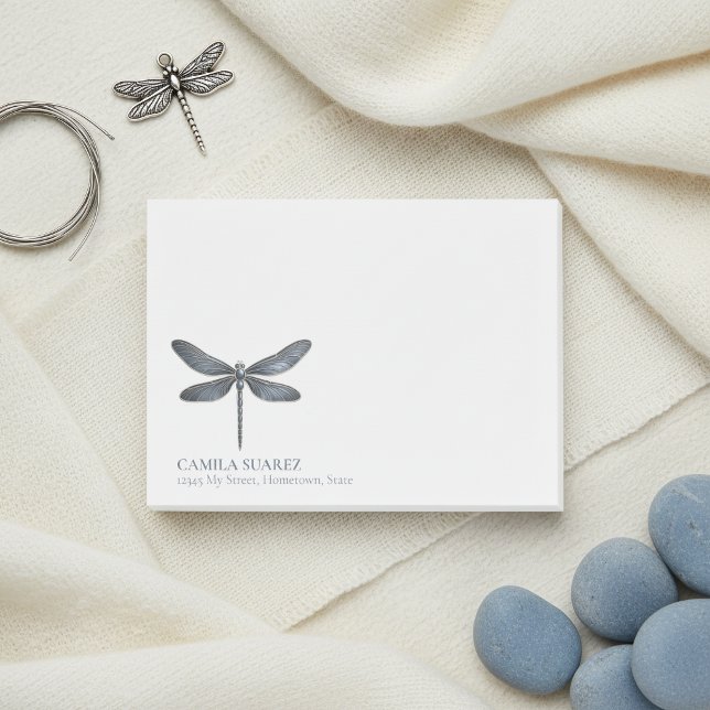 Whimsical Dragonfly Dusty Blue ID1310 Post-it Notes (Creator Uploaded)