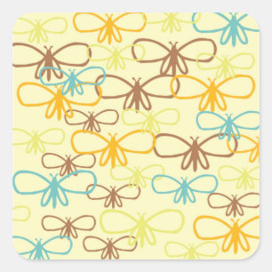 Whimsical Dragonfly Line Art Butterflies Square Sticker