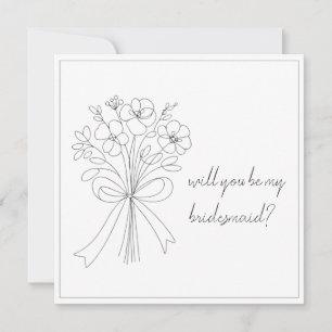 whimsical drawn bow & flower bridesmaid proposal invitation