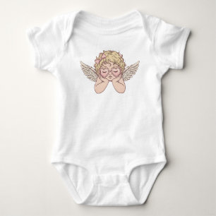 Whimsical Dreamscape Cherub with Hear Baby Bodysuit