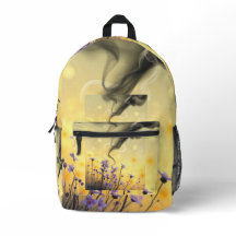 Whimsical Dreamscape Floral Backpack – Purple Flow