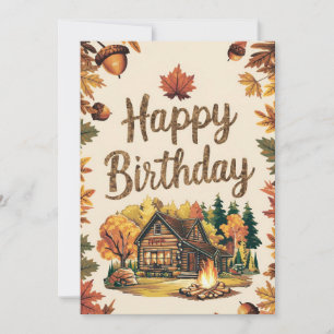 Whimsical Dreamy Forest Autumn Fall Happy Birthday Card