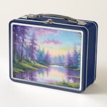 Whimsical Dreamy Forest Scene Metal Lunchbox
