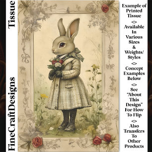 Whimsical Dressed Rabbit, Flowers CK3 Decoupage Tissue Paper