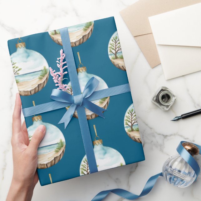 Whimsical Driftwood Christmas Bauble Wrapping Paper (Gifting)