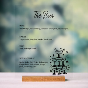 Whimsical Drink Bar Menu Acrylic Sign