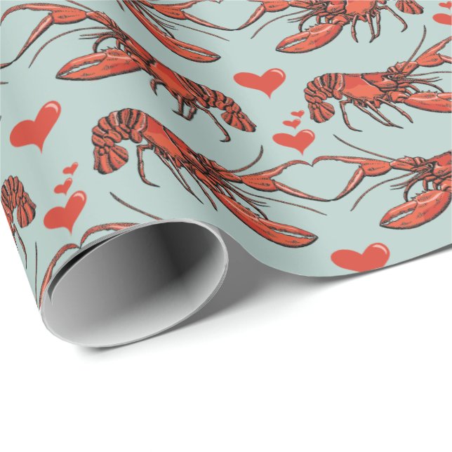 Whimsical Duck Egg Blue You're My Lobster Wrapping Paper (Roll Corner)