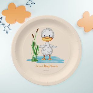 Whimsical Duckling Baby Shower Paper Plate
