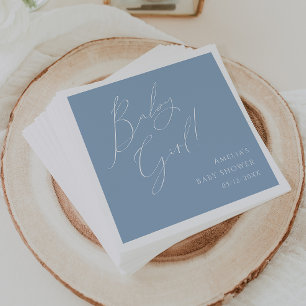 Whimsical Dusty Blue Baby Girl Baby Shower Napkin