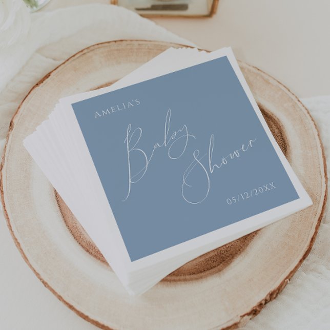 Whimsical Dusty Blue Baby Shower Napkins (Creator Uploaded)